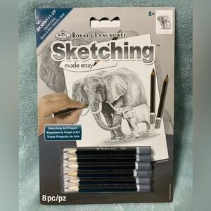 NWOT Royal & Langnickel 5"x7" Elephant & Baby Sketching Made Easy Kit